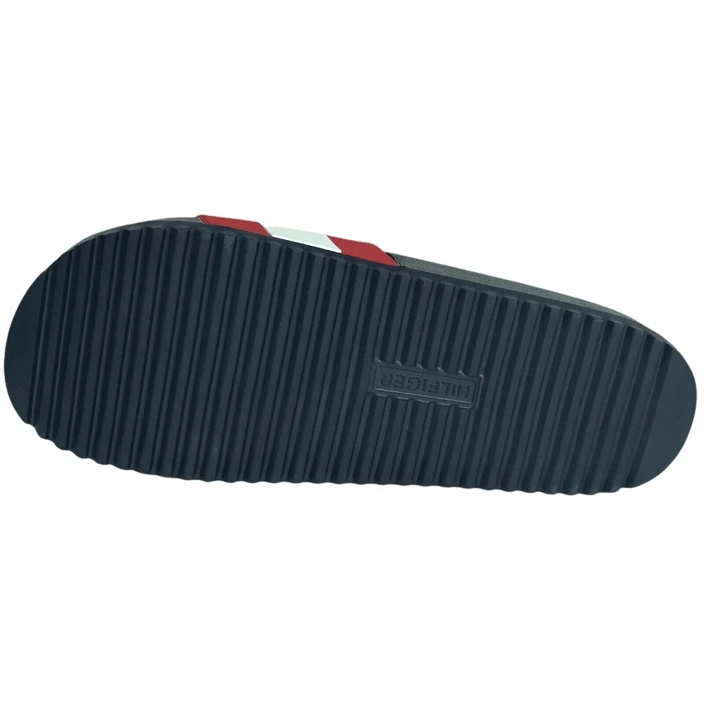 Tommy Hilfiger Mens Reboot Pool Slide Sandals Red Navy Blue Slip On‎ size 10